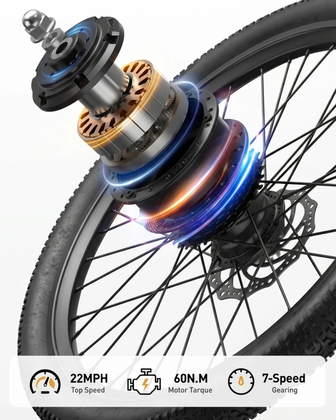 Rear hub motor cutaway