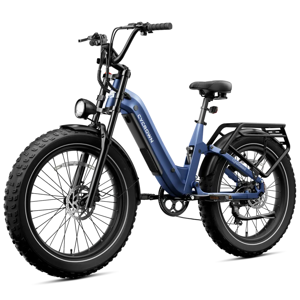 Roma step-through in Indigo Blue with rear rack