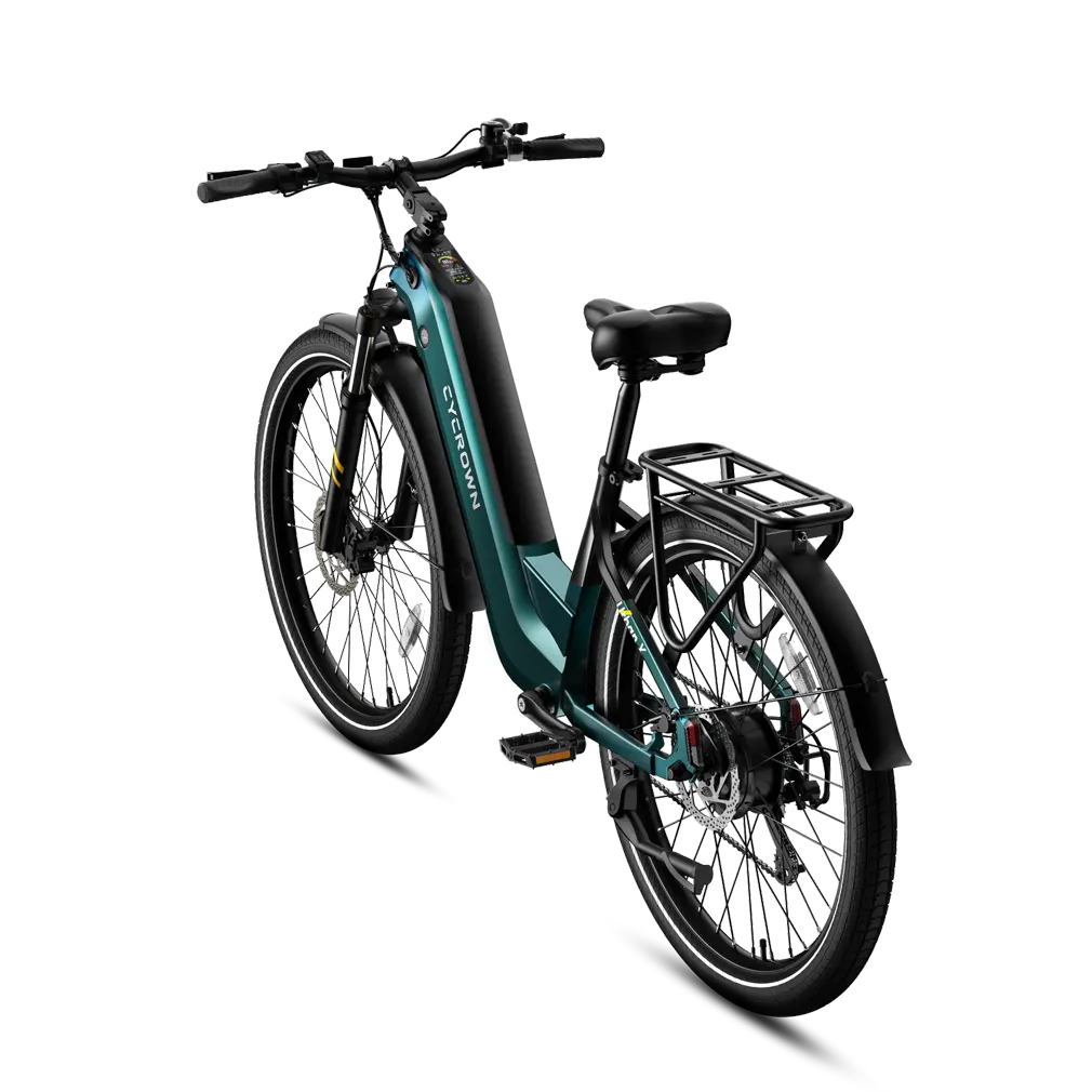 Urban X step-through in Alpine Green, three-quarter view