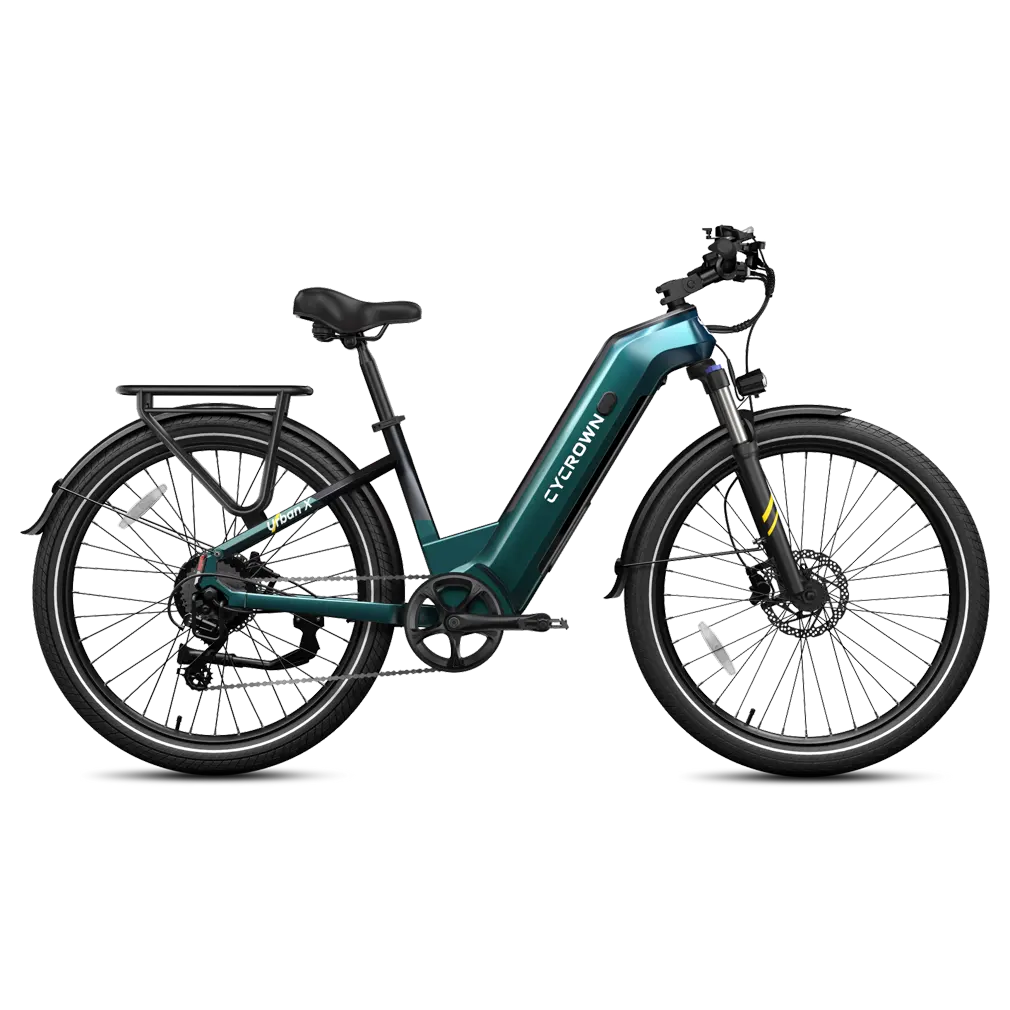 Urban X step-through in Alpine Green, side profile